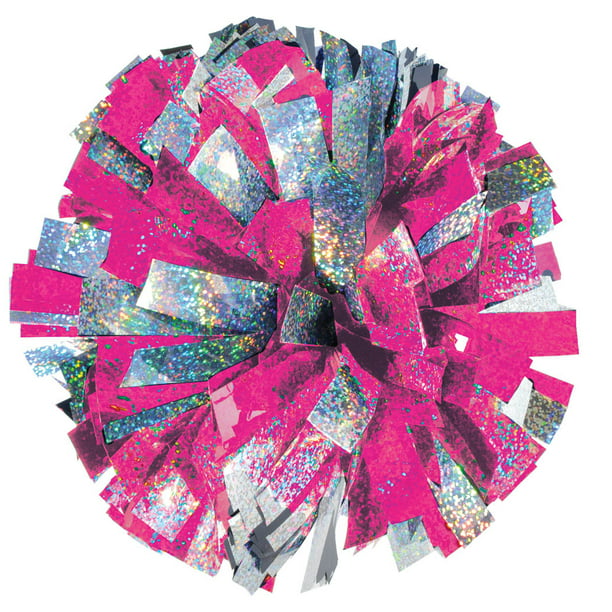 Just Pretend Cheerleader Pom-Poms Pair Kids Toy Costume Accessory~Pink & Silver